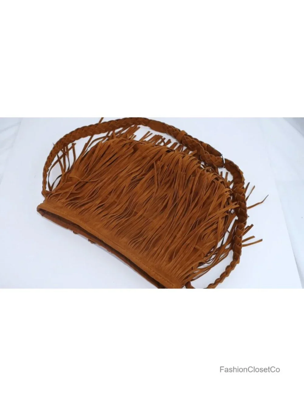 Large Tassels Fringe Crossbody Hobo Bag with Woven Shoulder Strap